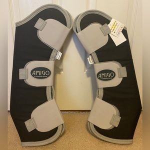 Amigo Travel Boots, Fronts only, Black with Grey Trim, NWT